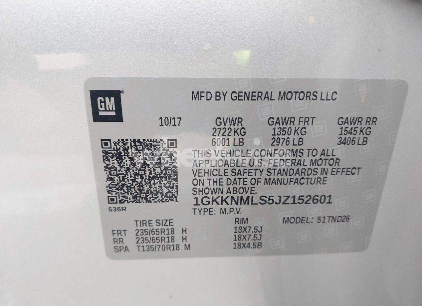 Photo 9 of 2018 Gmc Acadia SLT-1 (VIN 1GKKNMLS5JZ152601)