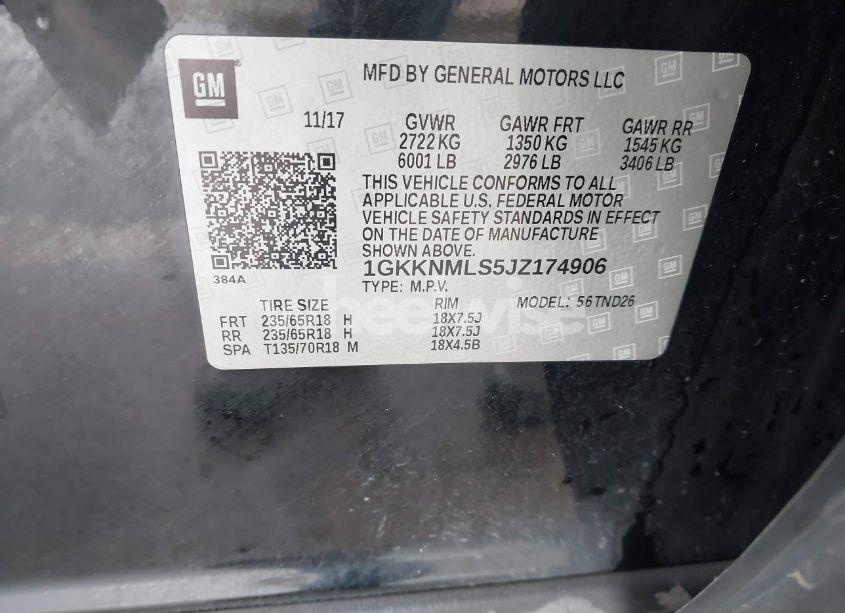 Photo 9 of 2018 Gmc Acadia SLT-1 (VIN 1GKKNMLS5JZ174906)