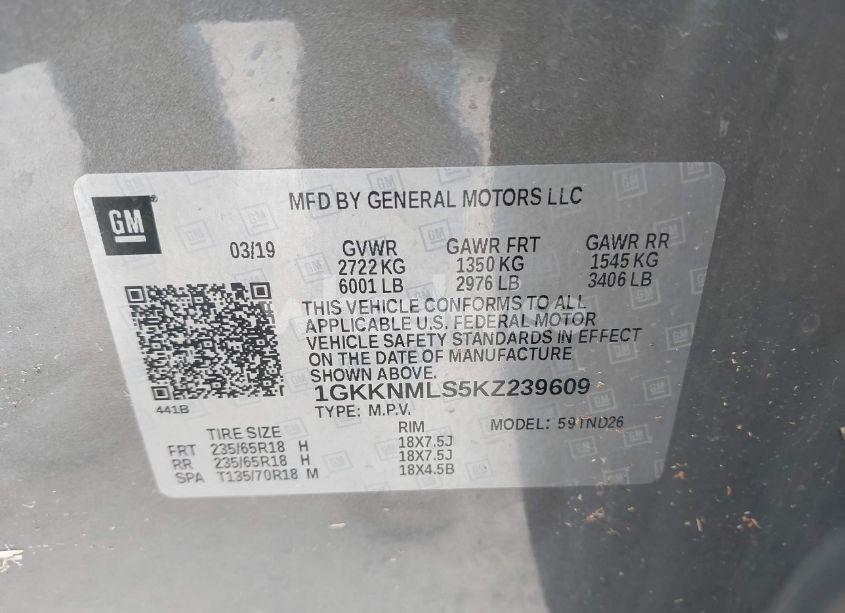 Photo 9 of 2019 Gmc Acadia SLT-1 (VIN 1GKKNMLS5KZ239609)