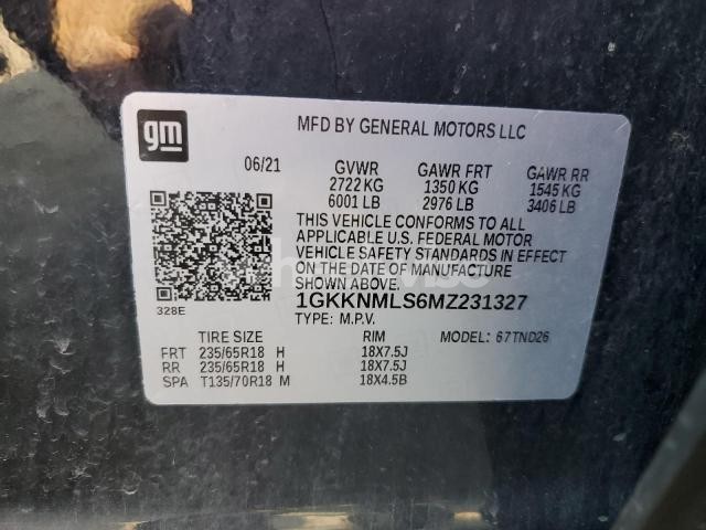 Photo 9 of 2021 GMC ACADIA SLT (VIN 1GKKNMLS6MZ231327)