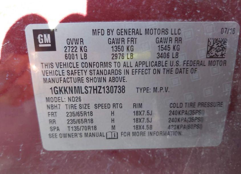 Photo 9 of 2017 Gmc Acadia SLT-1 (VIN 1GKKNMLS7HZ130738)