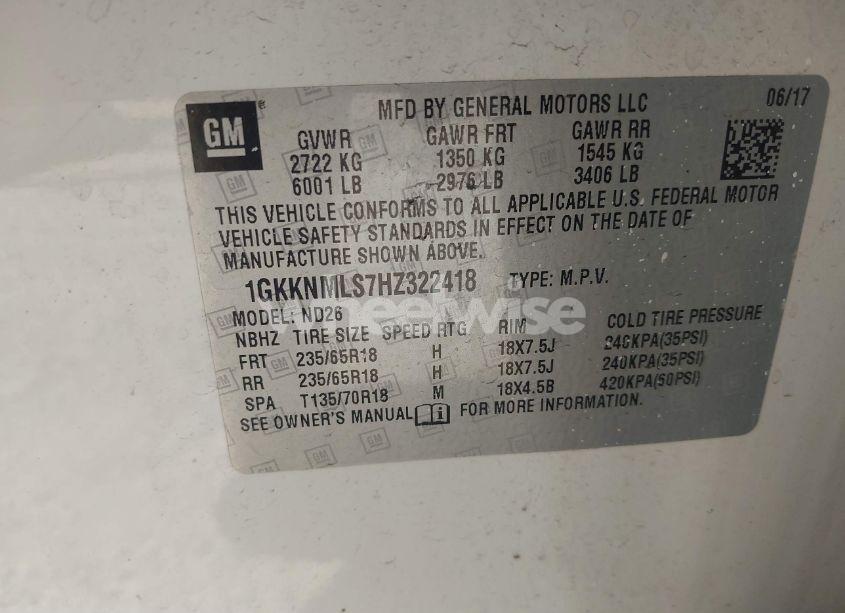 Photo 9 of 2017 Gmc Acadia SLT-1 (VIN 1GKKNMLS7HZ322418)