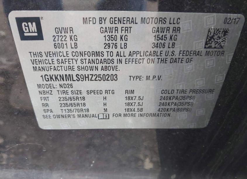 Photo 9 of 2017 Gmc Acadia SLT-1 (VIN 1GKKNMLS9HZ250203)