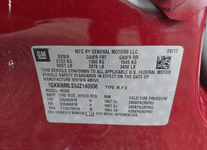 Photo 9 of 2018 Gmc Acadia SLT-1 (VIN 1GKKNMLS9JZ140936)