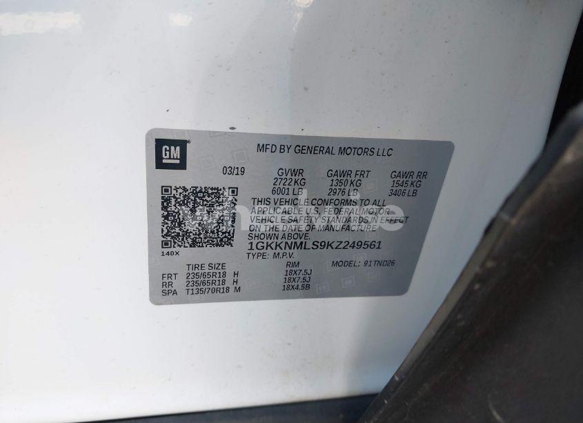 Photo 9 of 2019 Gmc Acadia SLT-1 (VIN 1GKKNMLS9KZ249561)