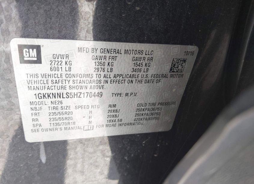 Photo 9 of 2017 Gmc Acadia SLT-2 (VIN 1GKKNNLS5HZ170449)