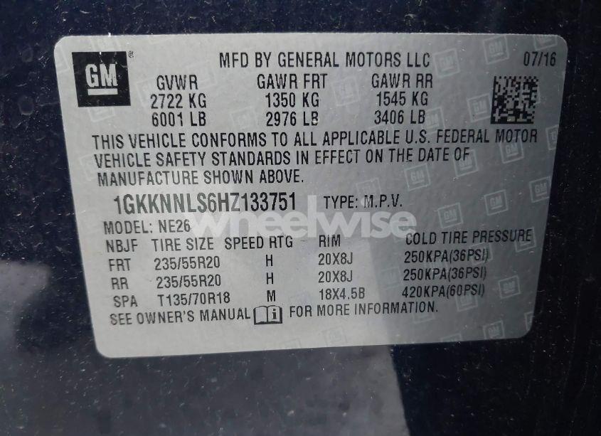 Photo 9 of 2017 Gmc Acadia SLT-2 (VIN 1GKKNNLS6HZ133751)