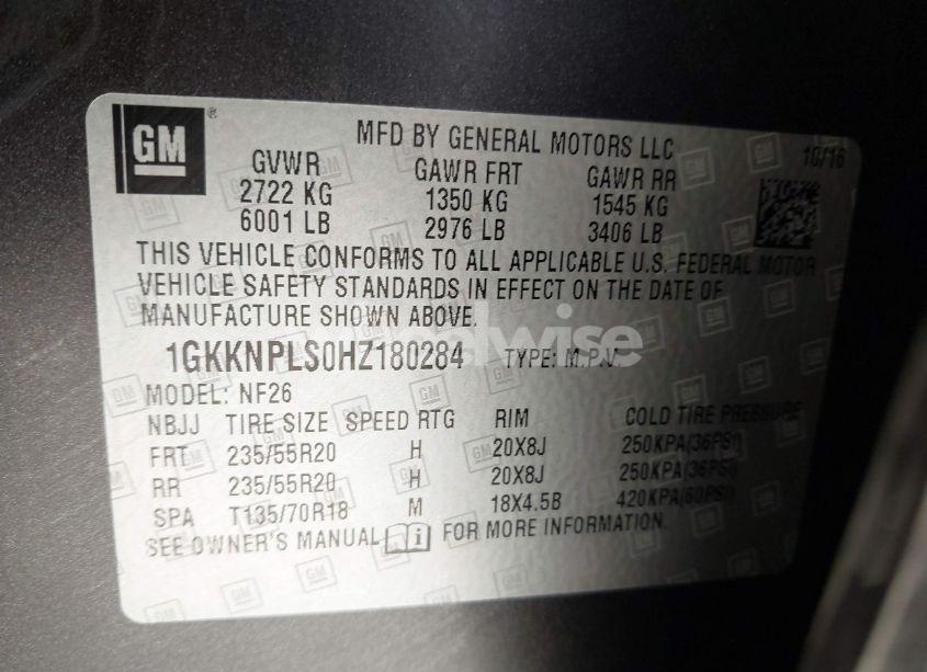 Photo 9 of 2017 Gmc Acadia DENALI (VIN 1GKKNPLS0HZ180284)