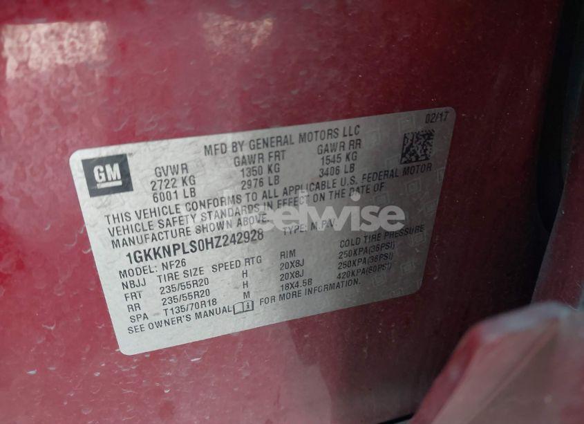 Photo 9 of 2017 Gmc Acadia DENALI (VIN 1GKKNPLS0HZ242928)