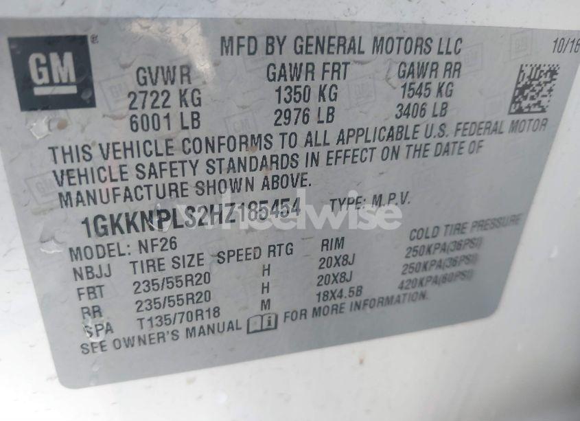Photo 9 of 2017 Gmc Acadia DENALI (VIN 1GKKNPLS2HZ185454)
