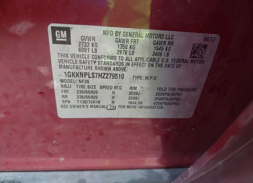 Photo 9 of 2017 Gmc Acadia DENALI (VIN 1GKKNPLS7HZ279510)