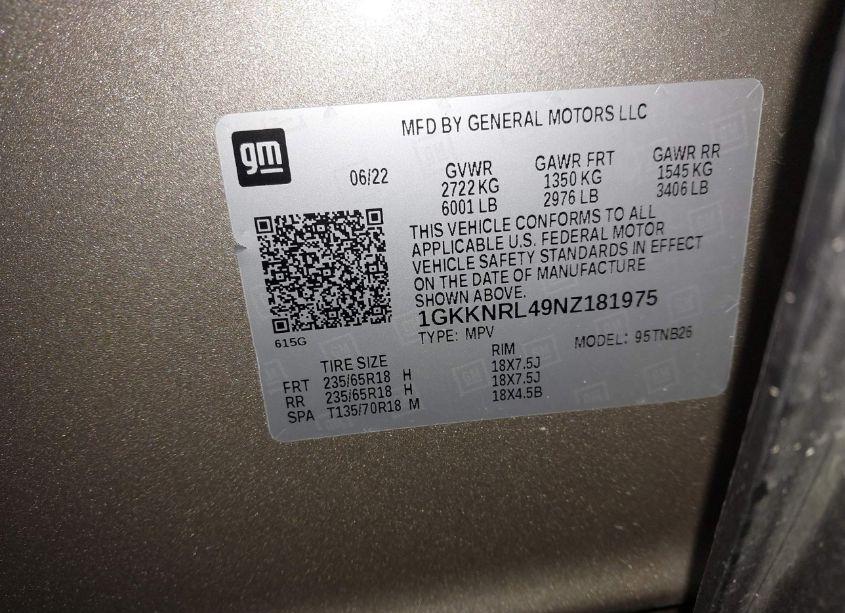 Photo 9 of 2022 Gmc Acadia AWD SLE (VIN 1GKKNRL49NZ181975)