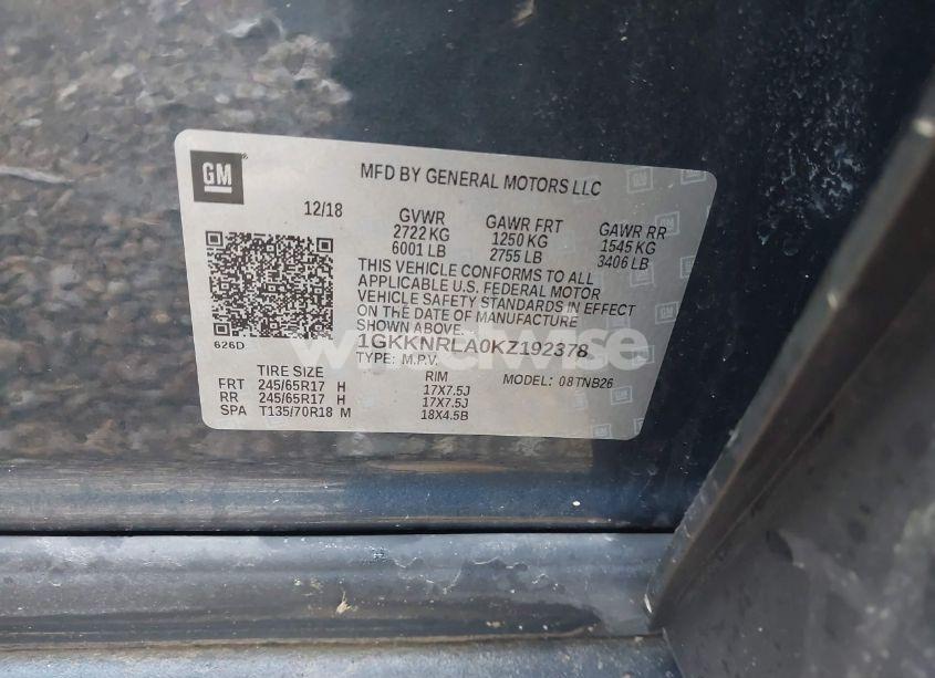 Photo 9 of 2019 Gmc Acadia SLE-1 (VIN 1GKKNRLA0KZ192378)