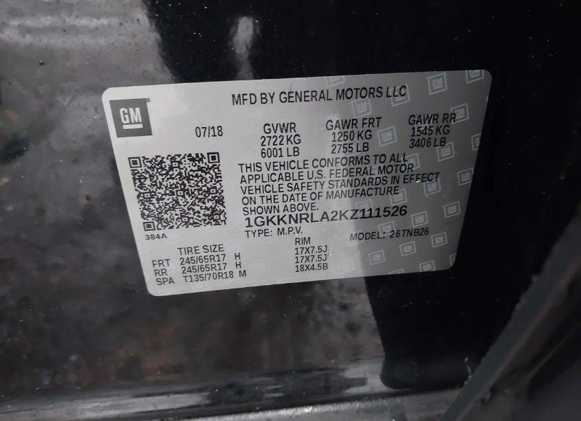 Photo 9 of 2019 Gmc Acadia SLE-1 (VIN 1GKKNRLA2KZ111526)