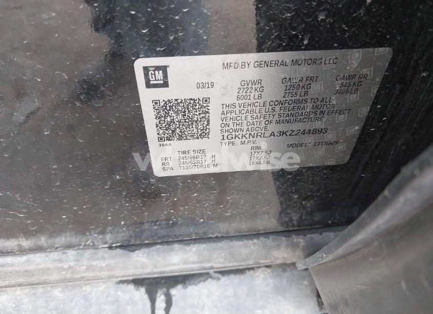 Photo 9 of 2019 Gmc Acadia SLE-1 (VIN 1GKKNRLA3KZ244893)