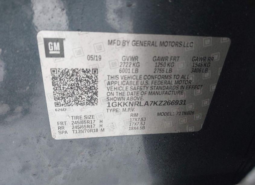 Photo 9 of 2019 Gmc Acadia SLE-1 (VIN 1GKKNRLA7KZ266931)