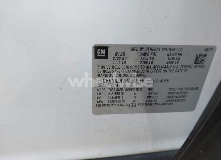 Photo 10 of 2017 Gmc Acadia SLE-2 (VIN 1GKKNSLA0HZ287989)