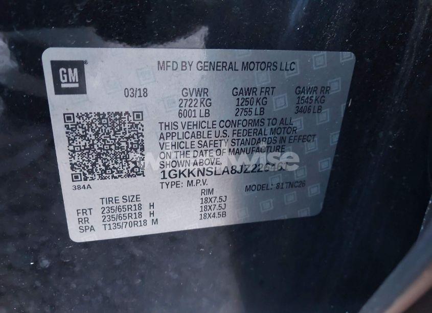 Photo 9 of 2018 Gmc Acadia SLE-2 (VIN 1GKKNSLA8JZ226461)