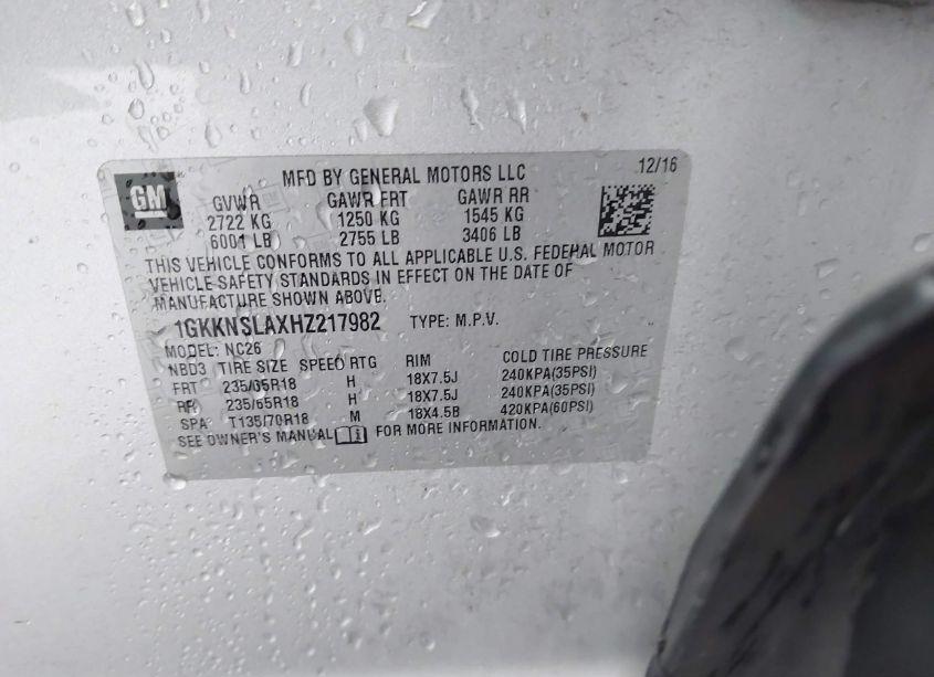 Photo 9 of 2017 Gmc Acadia SLE-2 (VIN 1GKKNSLAXHZ217982)