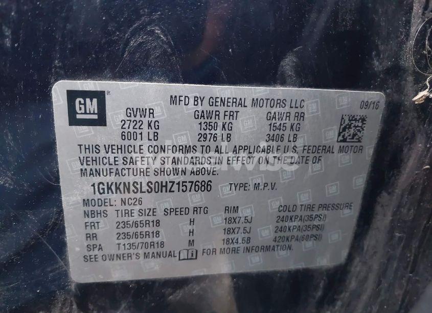 Photo 9 of 2017 Gmc Acadia SLE-2 (VIN 1GKKNSLS0HZ157686)