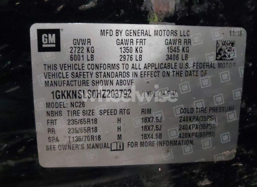 Photo 9 of 2017 Gmc Acadia SLE-2 (VIN 1GKKNSLS0HZ203792)