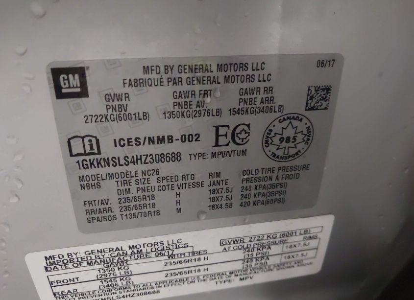 Photo 9 of 2017 Gmc Acadia SLE-2 (VIN 1GKKNSLS4HZ308688)