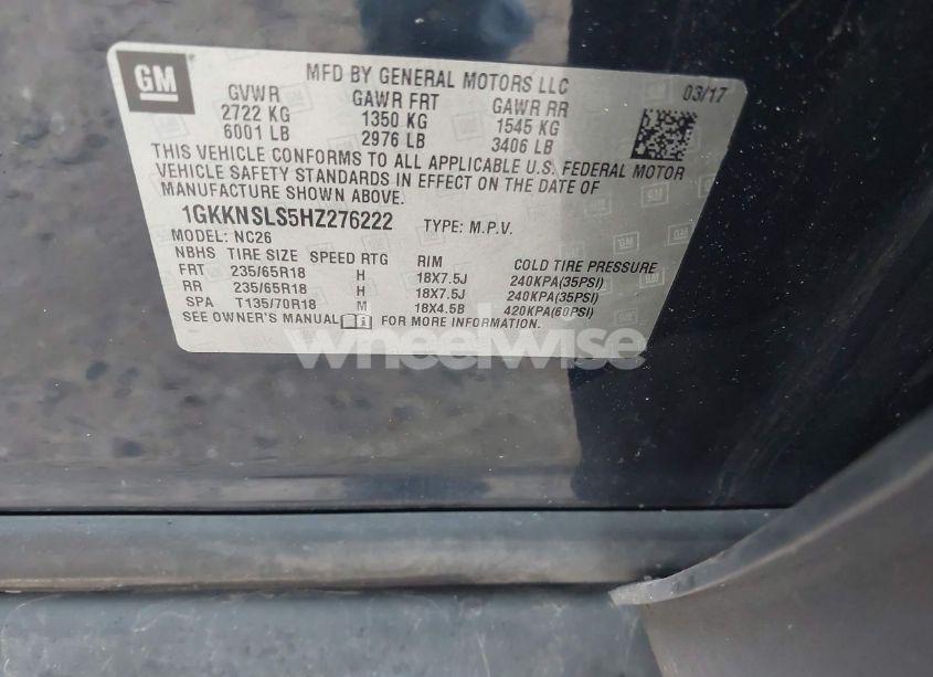 Photo 9 of 2017 Gmc Acadia SLE-2 (VIN 1GKKNSLS5HZ276222)