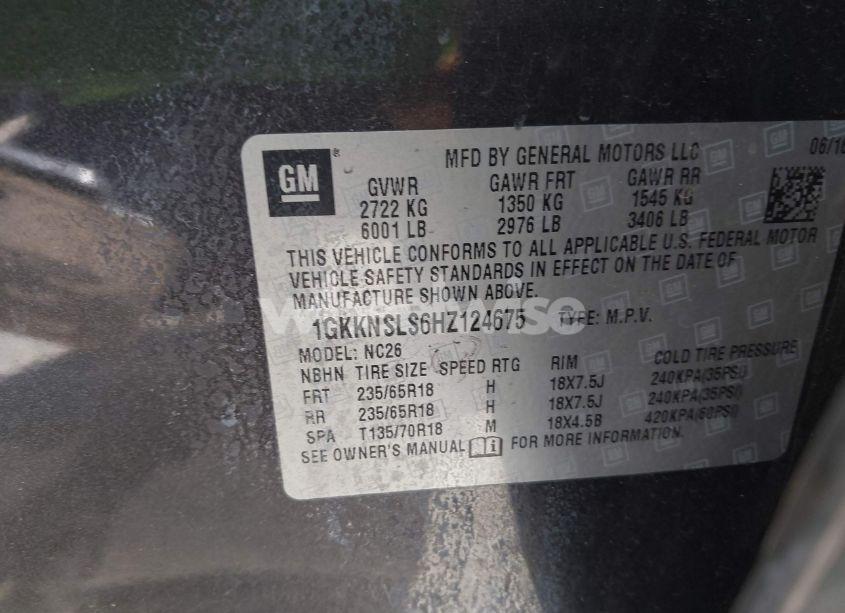 Photo 9 of 2017 Gmc Acadia SLE-2 (VIN 1GKKNSLS6HZ124675)