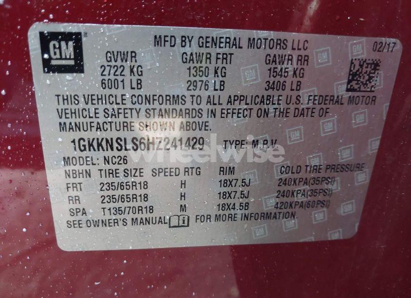 Photo 9 of 2017 Gmc Acadia SLE-2 (VIN 1GKKNSLS6HZ241429)