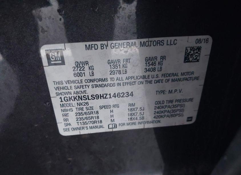 Photo 9 of 2017 Gmc Acadia SLE-2 (VIN 1GKKNSLS9HZ146234)