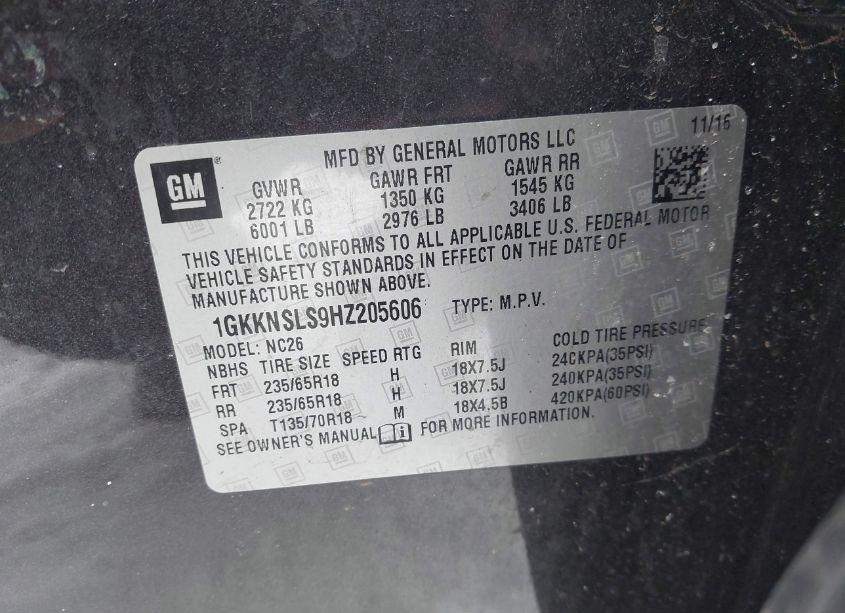 Photo 9 of 2017 Gmc Acadia SLE-2 (VIN 1GKKNSLS9HZ205606)