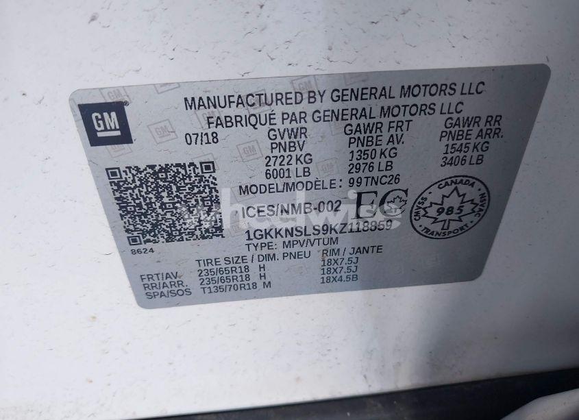 Photo 9 of 2019 Gmc Acadia SLE-2 (VIN 1GKKNSLS9KZ118859)