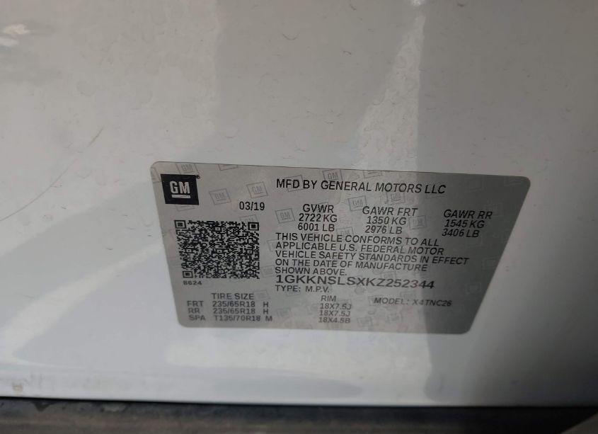 Photo 9 of 2019 Gmc Acadia SLE-2 (VIN 1GKKNSLSXKZ252344)