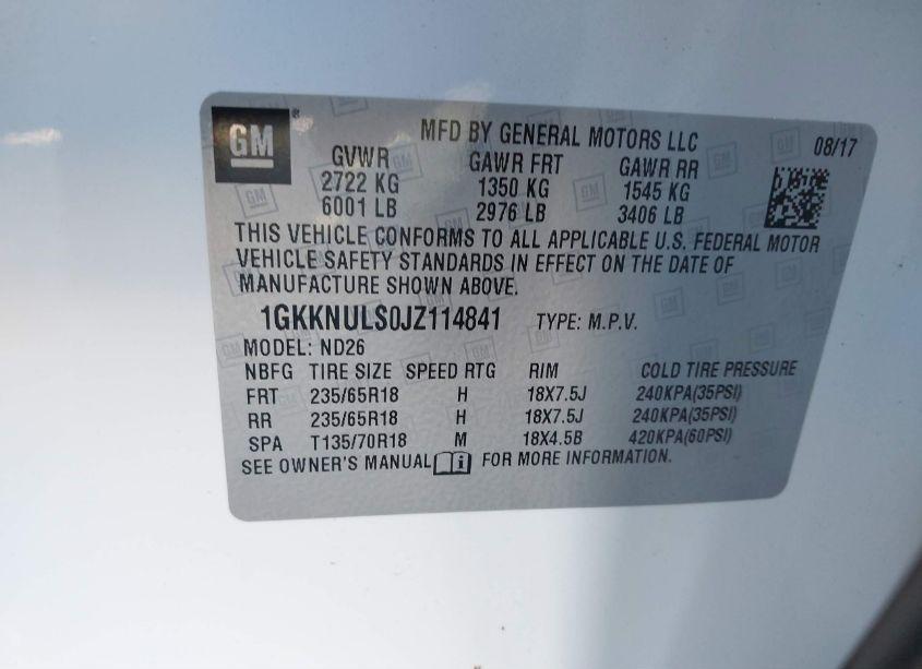 Photo 9 of 2018 Gmc Acadia SLT-1 (VIN 1GKKNULS0JZ114841)