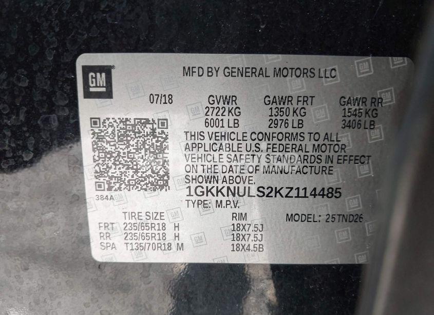 Photo 9 of 2019 Gmc Acadia SLT-1 (VIN 1GKKNULS2KZ114485)