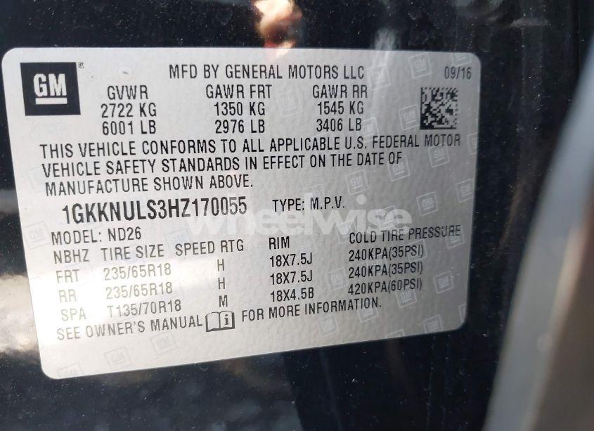 Photo 9 of 2017 Gmc Acadia SLT-1 (VIN 1GKKNULS3HZ170055)