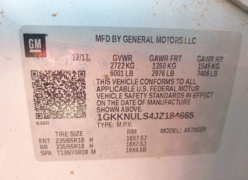 Photo 9 of 2018 Gmc Acadia SLT-1 (VIN 1GKKNULS4JZ184665)