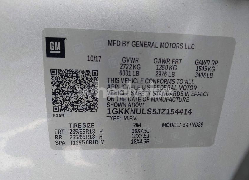 Photo 9 of 2018 Gmc Acadia SLT-1 (VIN 1GKKNULS5JZ154414)