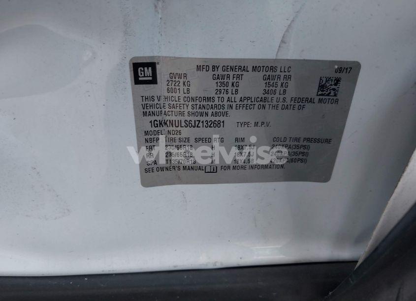 Photo 9 of 2018 Gmc Acadia SLT-1 (VIN 1GKKNULS6JZ132681)