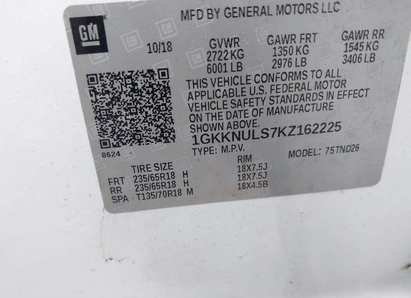 Photo 9 of 2019 Gmc Acadia SLT-1 (VIN 1GKKNULS7KZ162225)