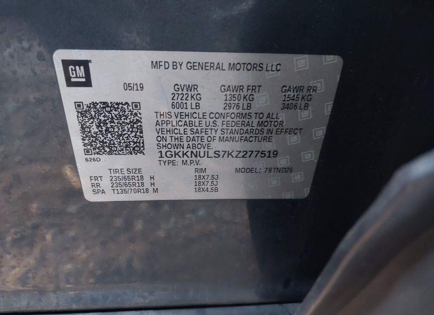 Photo 9 of 2019 Gmc Acadia SLT-1 (VIN 1GKKNULS7KZ277519)