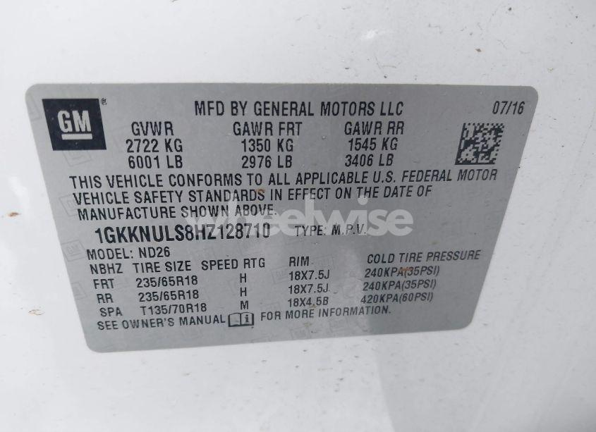 Photo 9 of 2017 Gmc Acadia SLT-1 (VIN 1GKKNULS8HZ128710)