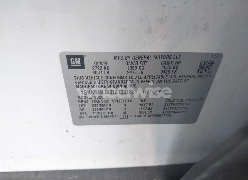 Photo 9 of 2017 Gmc Acadia SLT-1 (VIN 1GKKNULS8HZ196182)