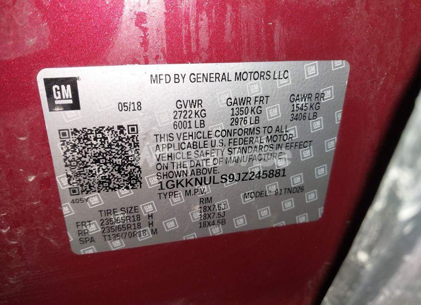 Photo 9 of 2018 Gmc Acadia SLT-1 (VIN 1GKKNULS9JZ245881)