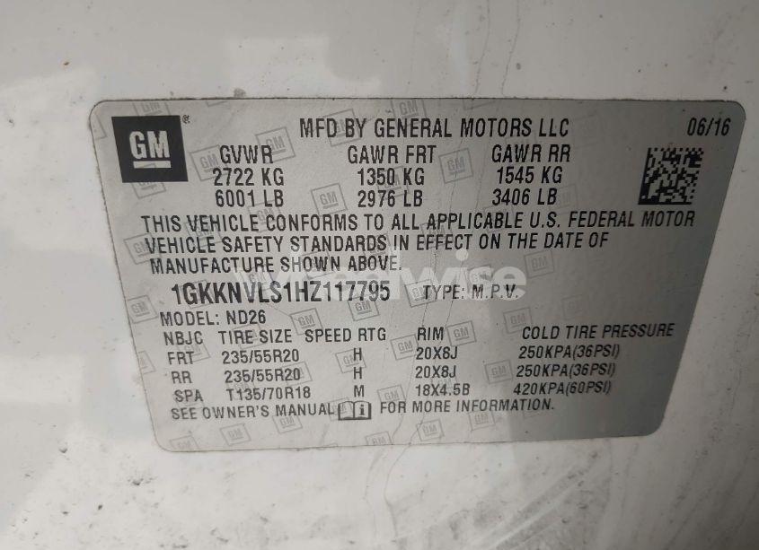 Photo 9 of 2017 Gmc Acadia SLT-1 (VIN 1GKKNVLS1HZ117795)