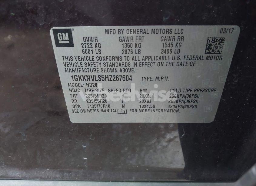 Photo 9 of 2017 Gmc Acadia SLT-1 (VIN 1GKKNVLS5HZ267604)