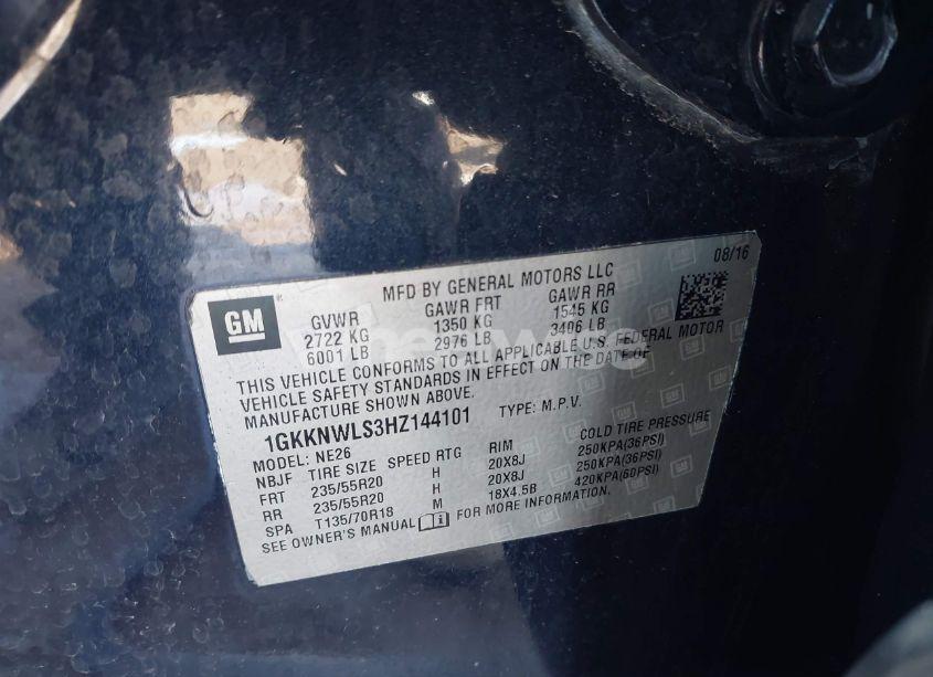 Photo 9 of 2017 Gmc Acadia SLT-2 (VIN 1GKKNWLS3HZ144101)