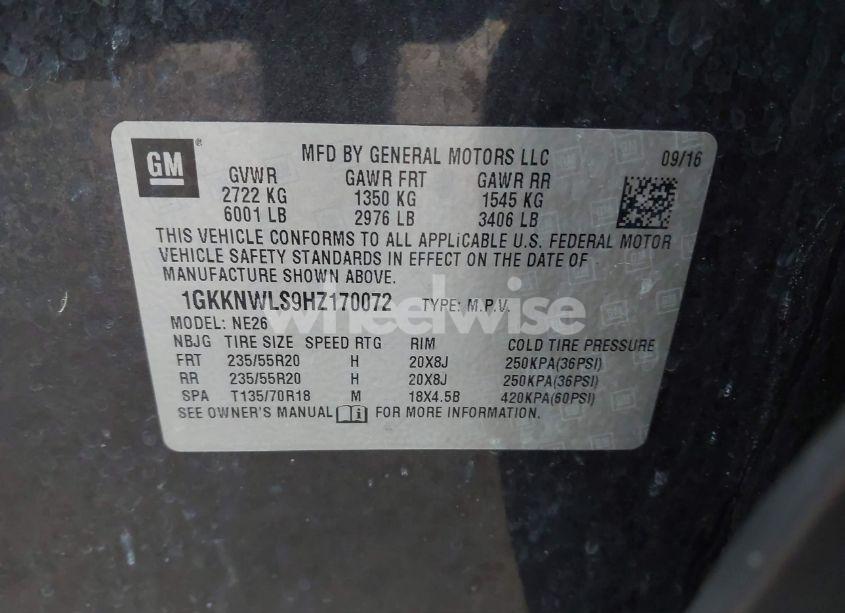 Photo 9 of 2017 Gmc Acadia SLT-2 (VIN 1GKKNWLS9HZ170072)