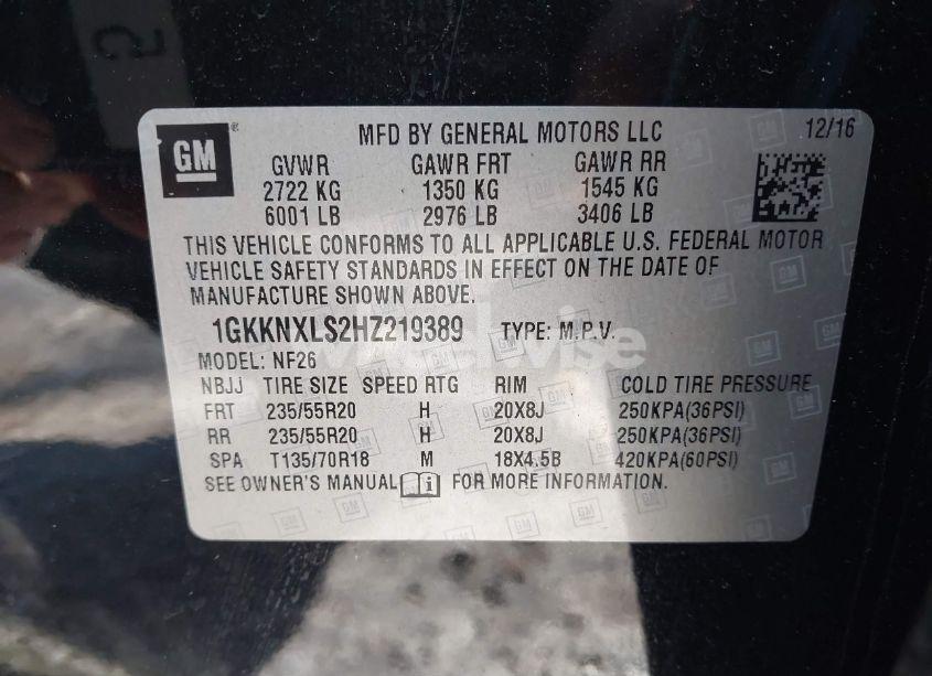 Photo 9 of 2017 Gmc Acadia DENALI (VIN 1GKKNXLS2HZ219389)