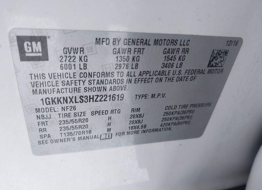 Photo 9 of 2017 Gmc Acadia DENALI (VIN 1GKKNXLS3HZ221619)